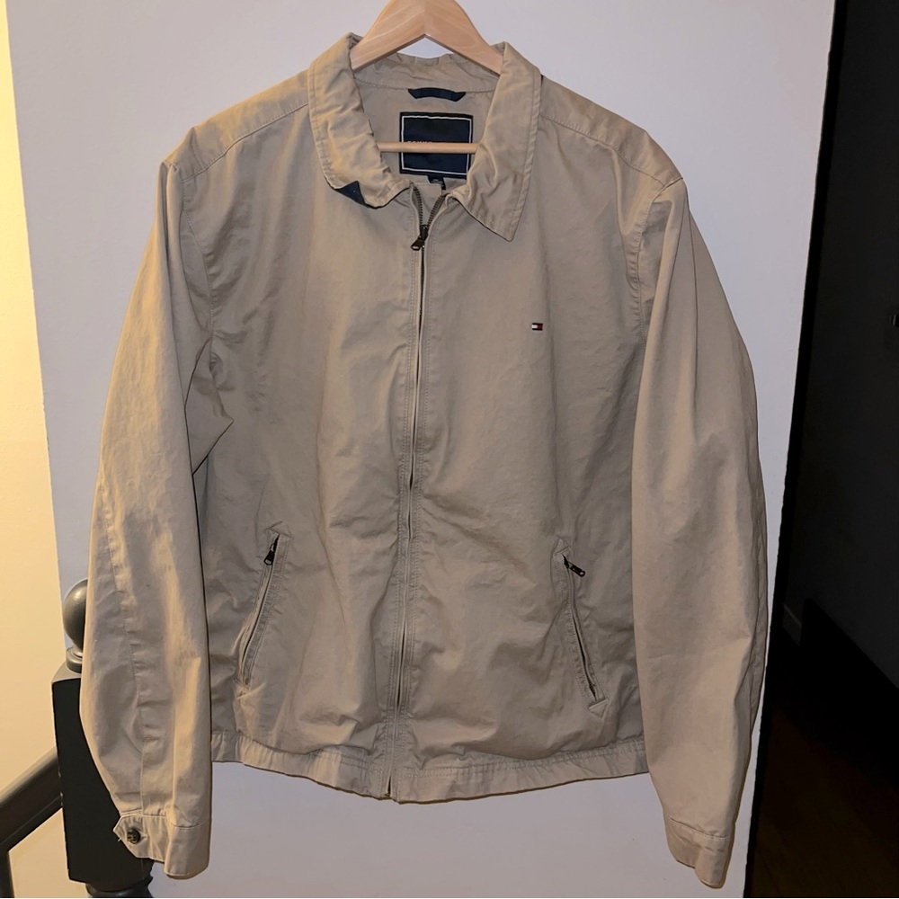 Tommy Hilfiger Tan Plaid Lined Zippered Collared Jacket  XXL
